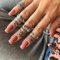 Crescent Turquoise Ring Set