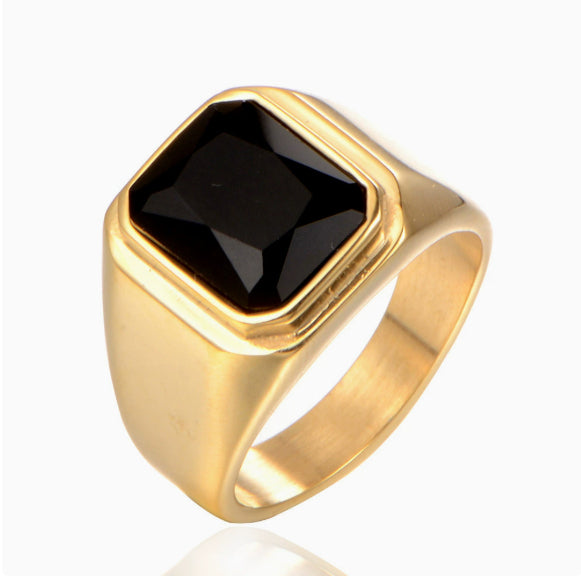 Men's Square Alloy Zircon Ring